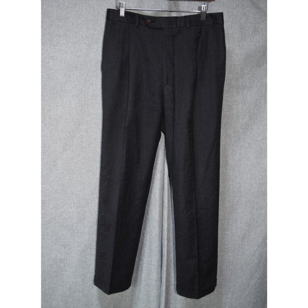 Barneys New York Charcoal Wool Dress Trousers Size 30 Made in Italy